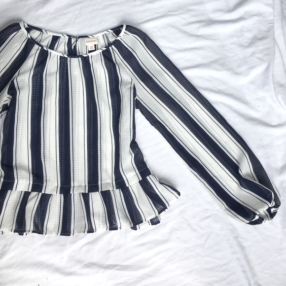 Merona Tops - Merona Navy Striped Peplum Blouse